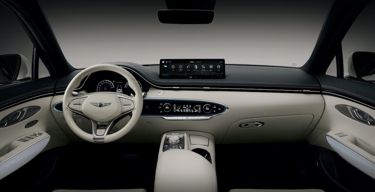 A front interior view in the 2023 Genesis Electrified G70