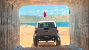The 2023 Jeep Gladiator off-roading in the Utah desert