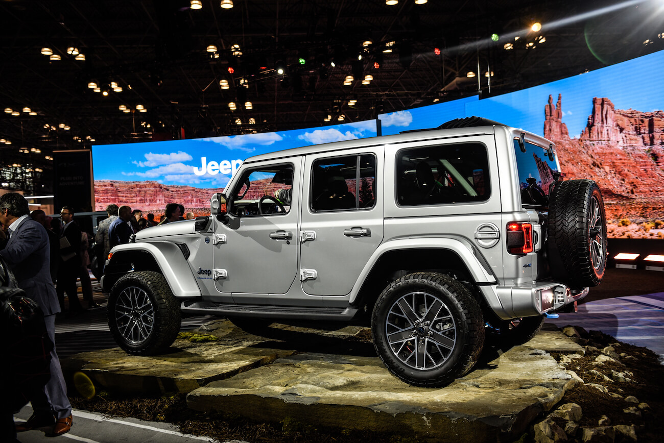A Jeep Wrangler electric vehicle (EV) during the 2023 New York International Auto Show