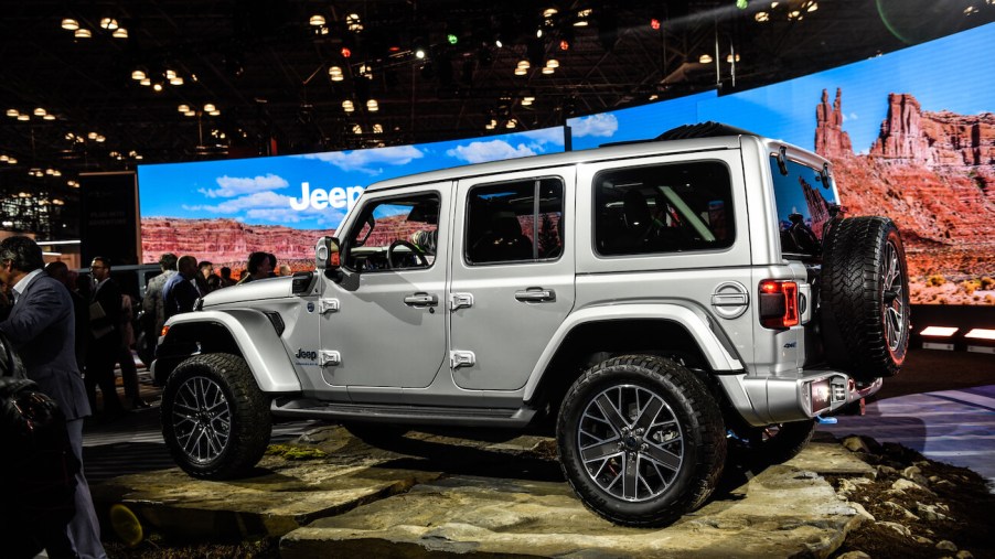 A Jeep Wrangler electric vehicle (EV) during the 2023 New York International Auto Show