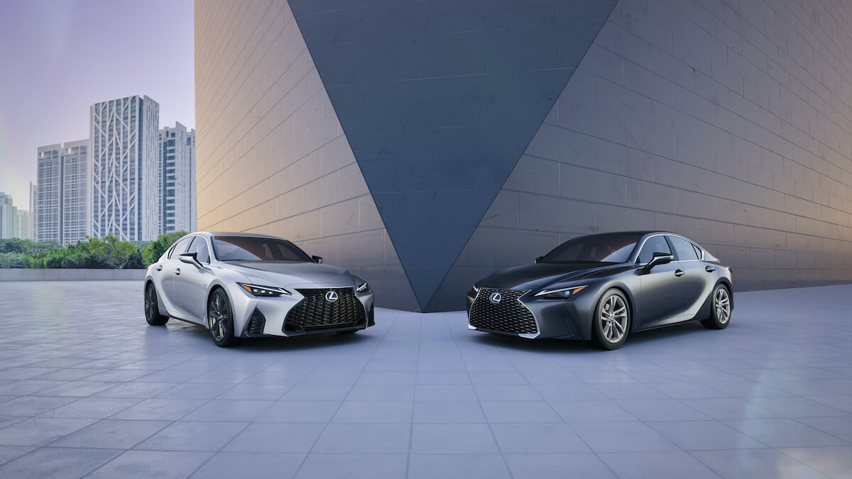 The 2023 Lexus IS 300 next to the IS 350