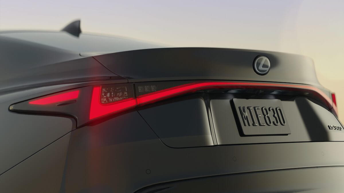 A rear view of the trunk on the 2023 Lexus IS 300