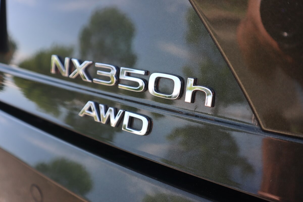 The rear badge on the 2023 Lexus NX 350h