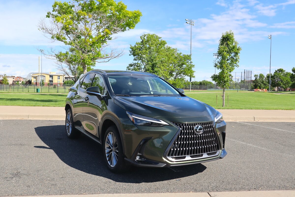 A front angle view of the 2023 Lexus NX 350h