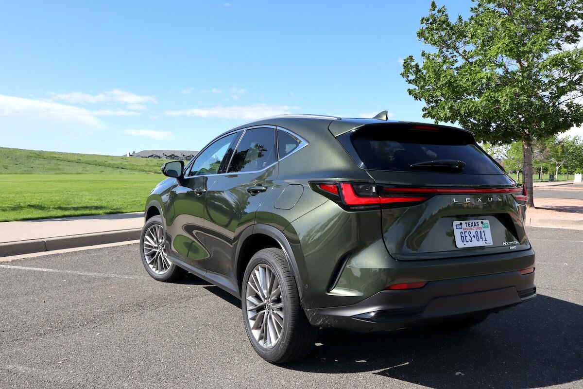 A rear view of the 2023 Lexus NX 350h