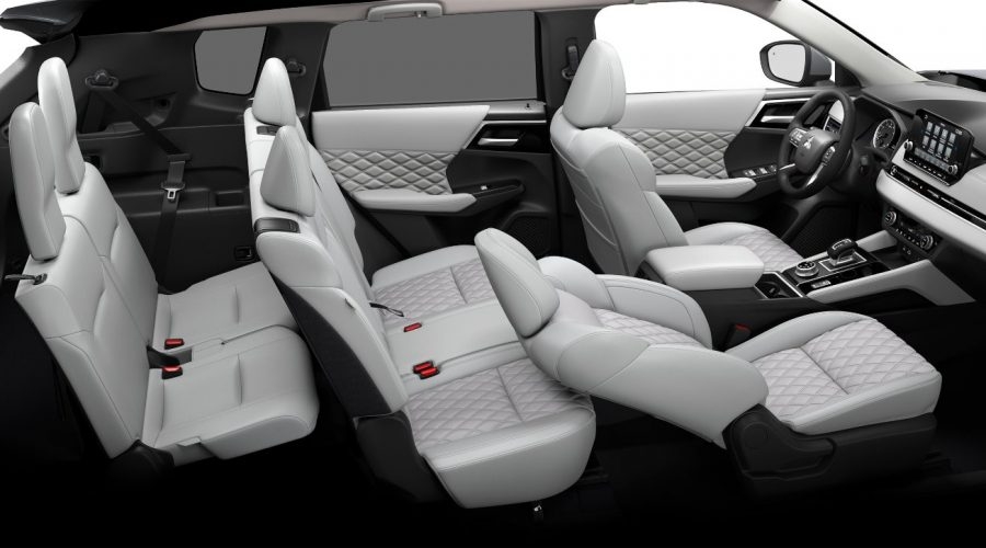 The 2023 Mitsubishi Outlander PHEV interior from the side 