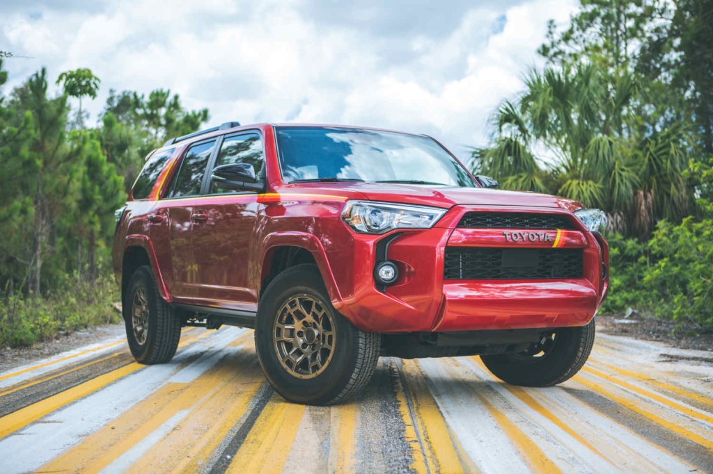 The 2023 Toyota 4Runner 40th Anniversary in Barcelona Red Metallic is a reliable midsize SUV