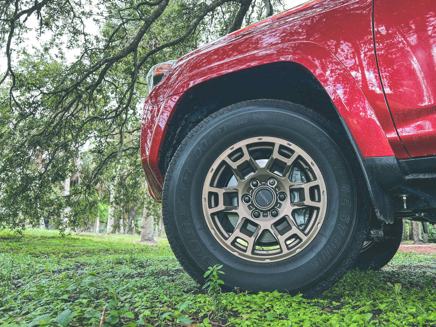 Bronze wheels on the Toyota SUV