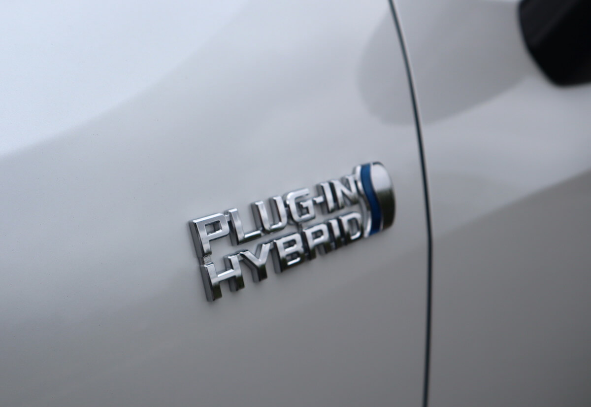 A 2023 Toyota RAV4 Prime plug-in hybrid badge
