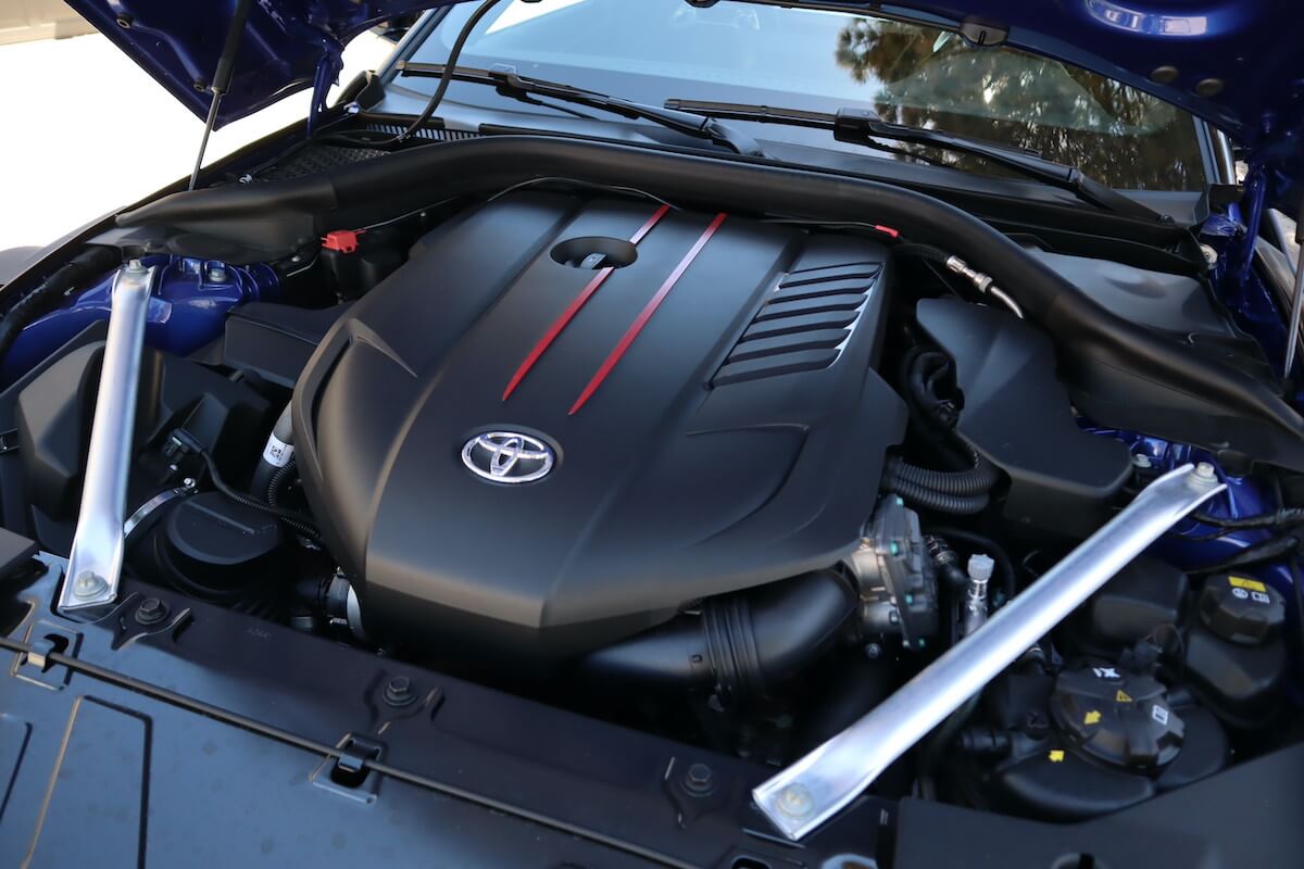 The turbocharged 3.0-liter engine in the 2023 Toyota Supra