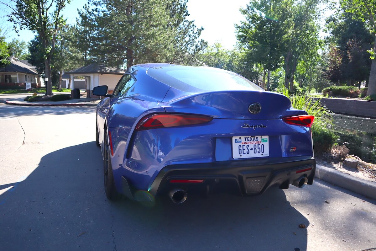 A rear view of the 2023 Toyota Supra