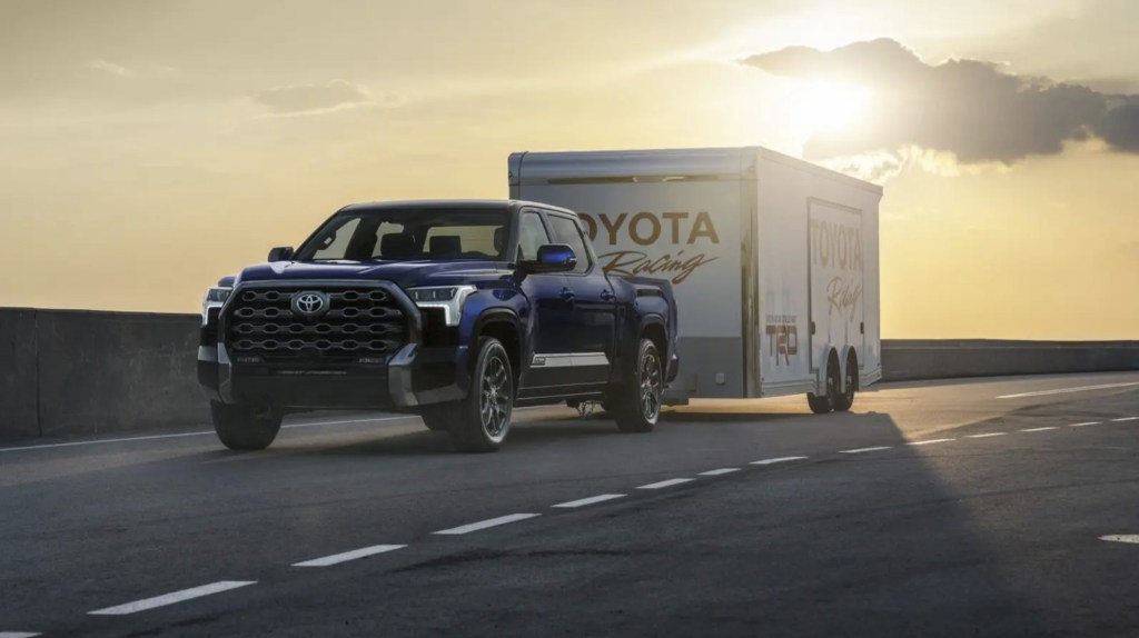 The 2023 Toyota Tundra Hybrid towing a trailer