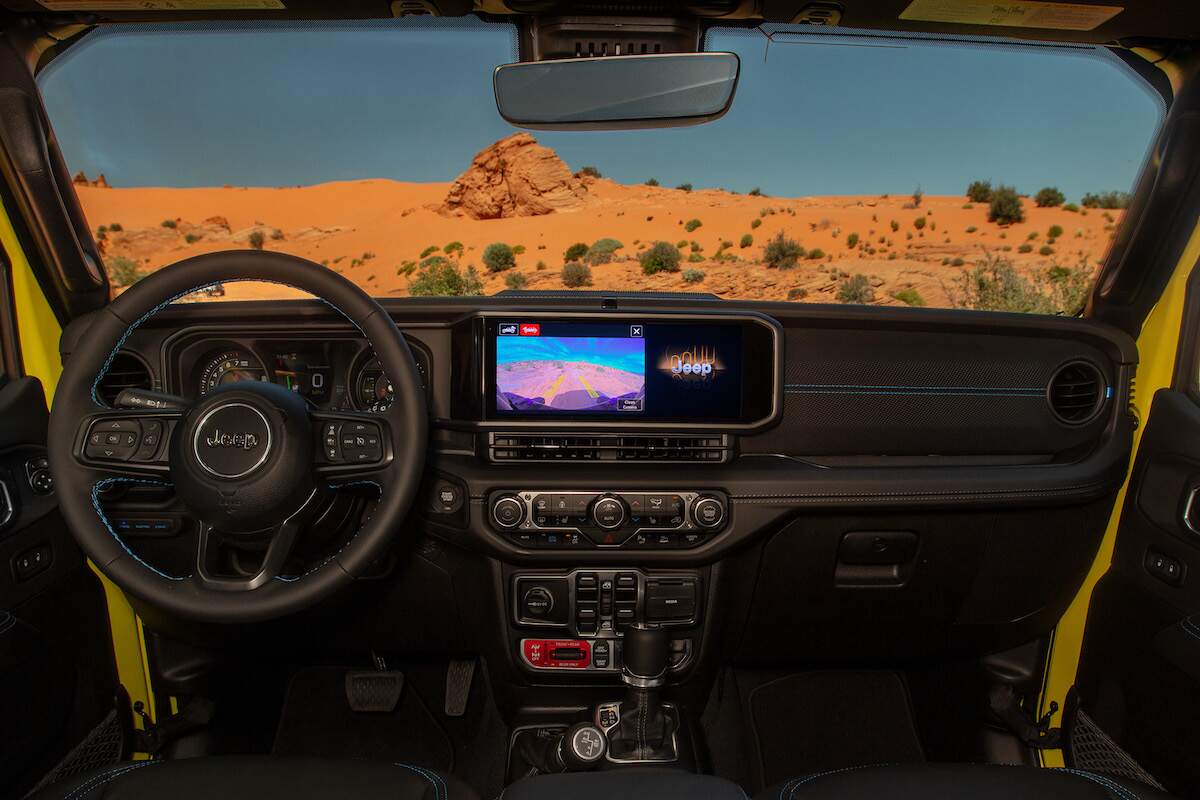 Interior of a fully loaded 2024 Jeep Wrangler Rubicon X 4xe