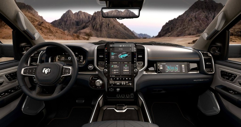 The 2025 Ram 1500 REV dashboard and interior 