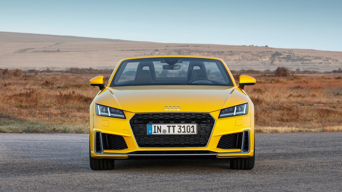 The Audi TT Roadster shows off its luxury sports car styling. 