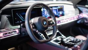 The interior of a new BMW 7 Series.