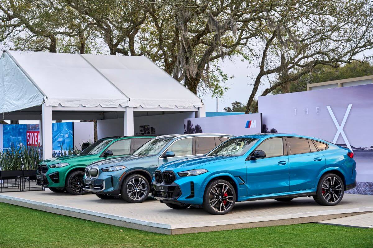 The world premiere of the (L to R) BMW X5, BMW X6, and BMW X5 M Competition on Amelia Island