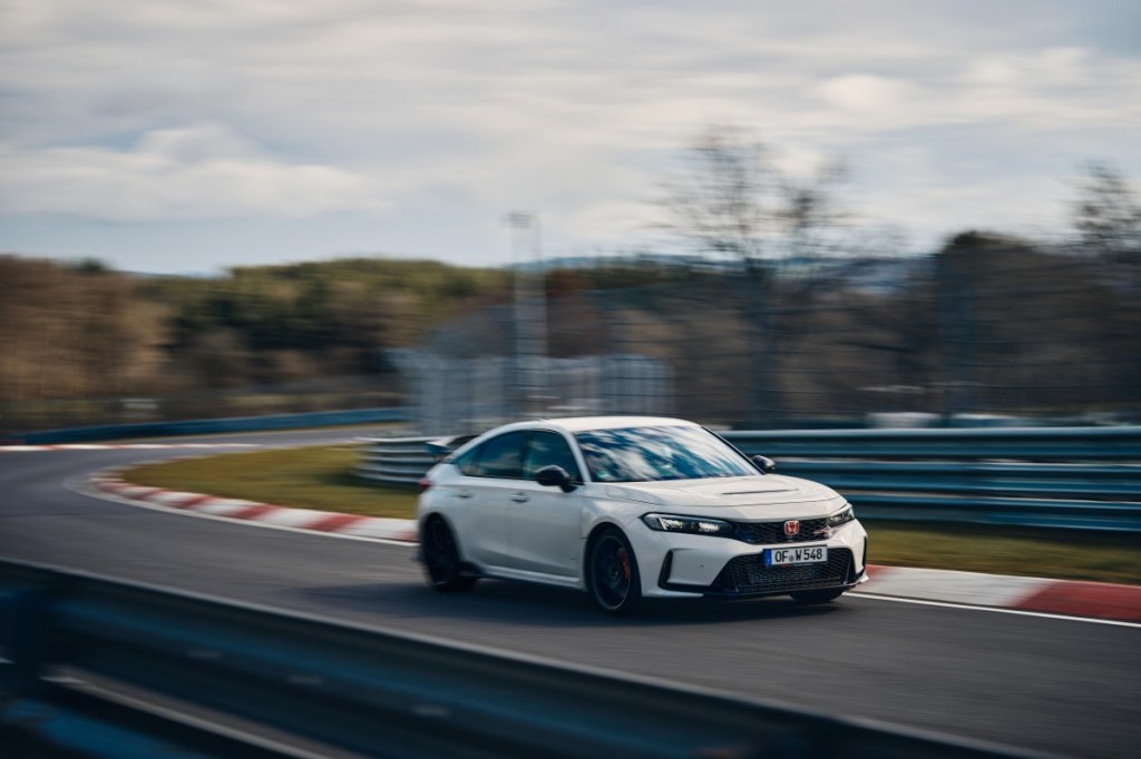 Honda Civic Type-R in white on a track