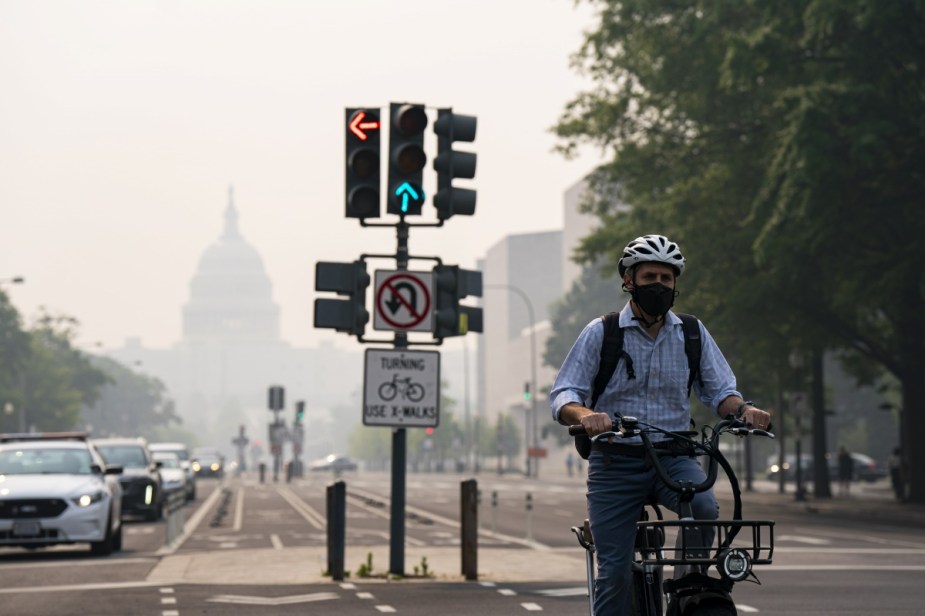 Driving through wildfire smoke in Washington D.C.