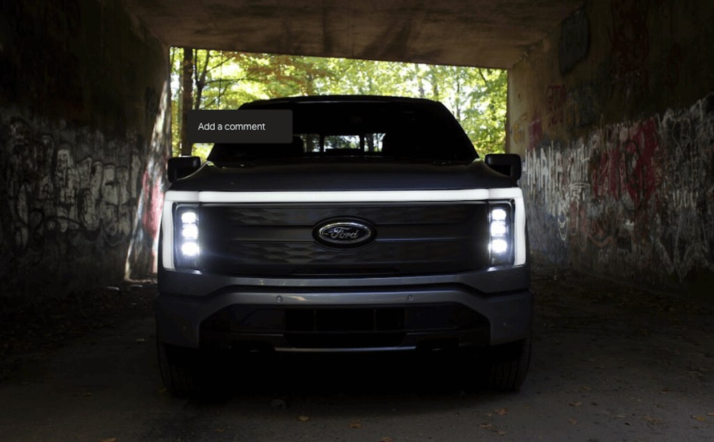 Front grille of the Ford F-150 Lightning EV truck