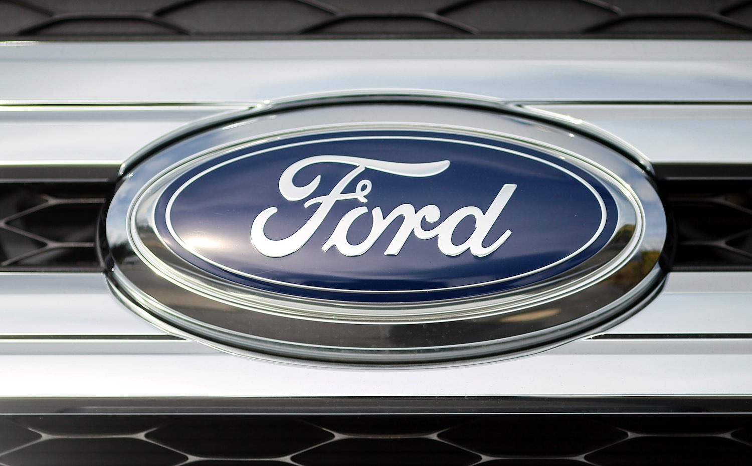 Grille of the Ford logo in an F-150