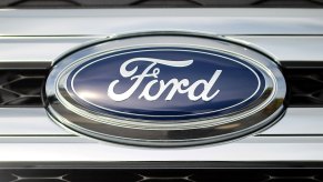 Grille of the Ford logo in an F-150