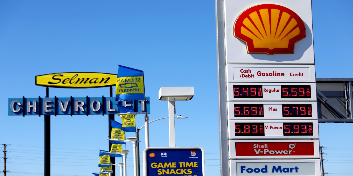 Shell gas station along the 1900 block of E. Chapman and the 55 Freeway on Tuesday, March 8, 2022 in Orange, CA.