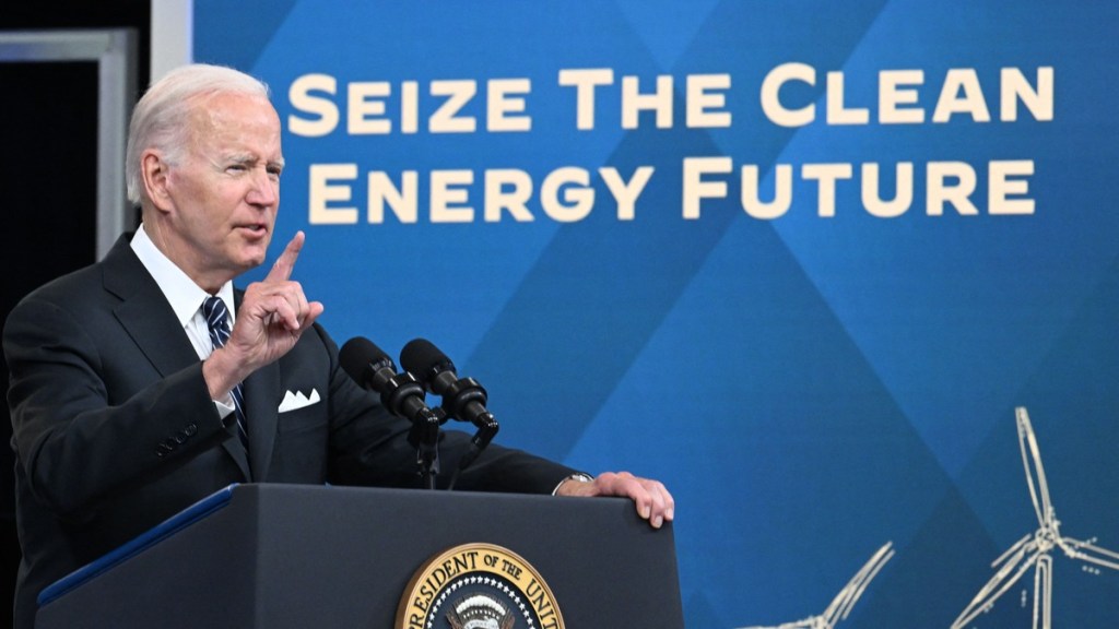 Biden speaking about his clean energy programs