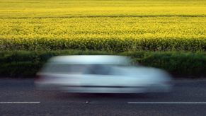 Blurred car speeding