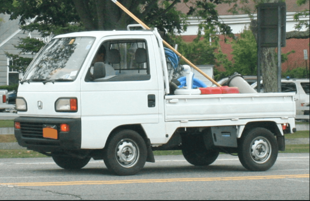 This Honda Acty is also known as a Kei truck. These represent the cheapest pickup trucks you can buy in America.