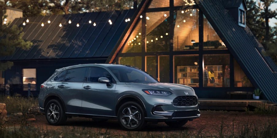 A gray Honda HR-V subcompact SUV is parked outside.