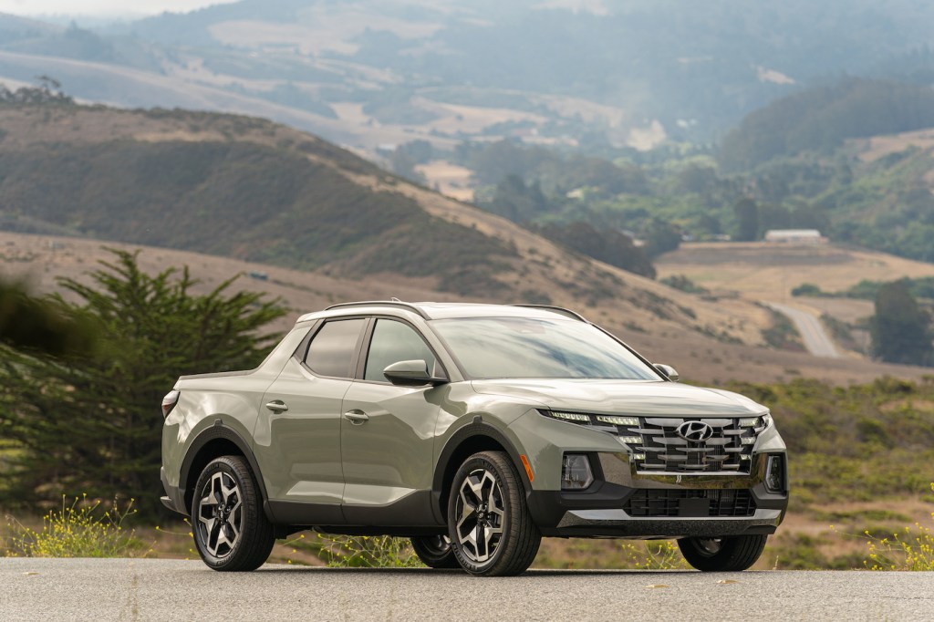 Hyundai Santa Cruz like this one in the mountains could be the beginning if Hyundai adds an electric pickup truck. 