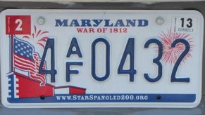Maryland War of 1812 License Plate