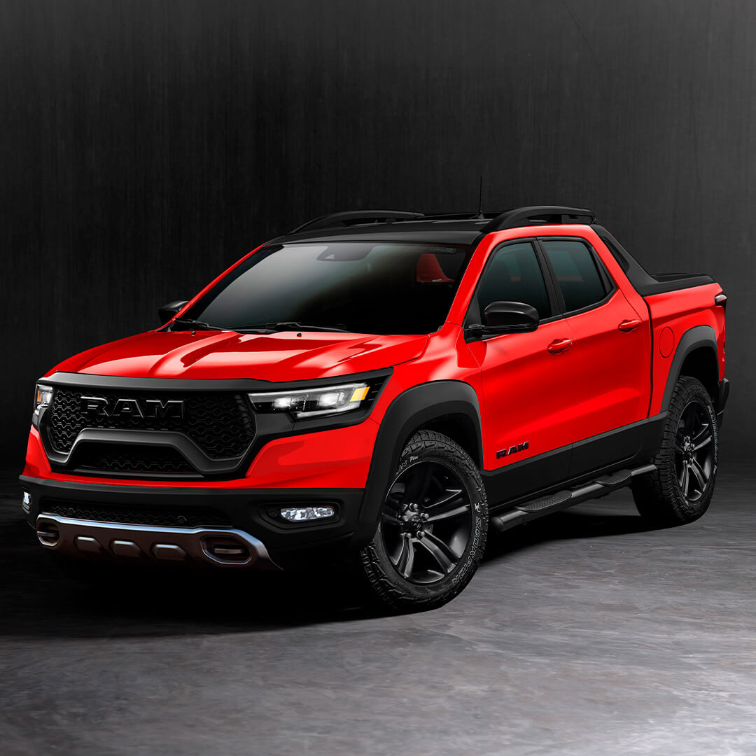 A Ram Dakota rendering with red paint