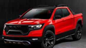 A Ram Dakota rendering with red paint