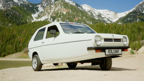 white Reliant Robin in the U.S.