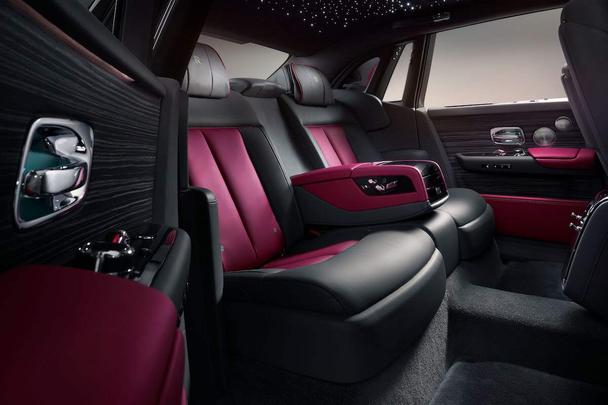 The back seat of a Rolls-Royce Phantom Series II luxury car