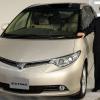 Toyota Motors President Katsuaki Watanabe introducing the company's new Toyota Estima minivan model