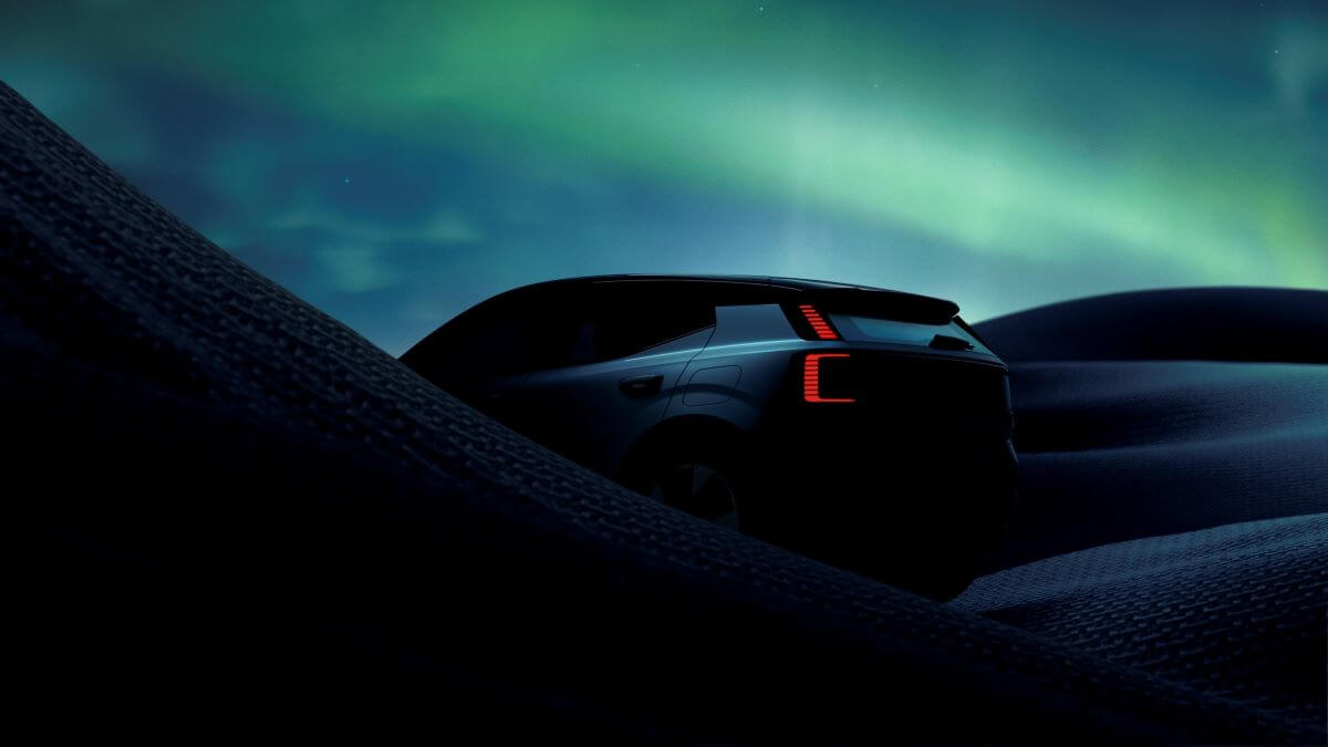 The upcoming Volvo EX30 small electric SUV model UX design teaser image