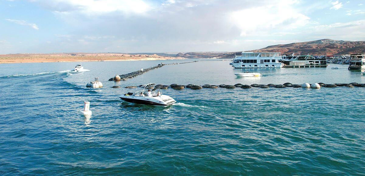 Recreational boating activities in Lake Powell in the city of Page, Arizona in the United States (U.S.)