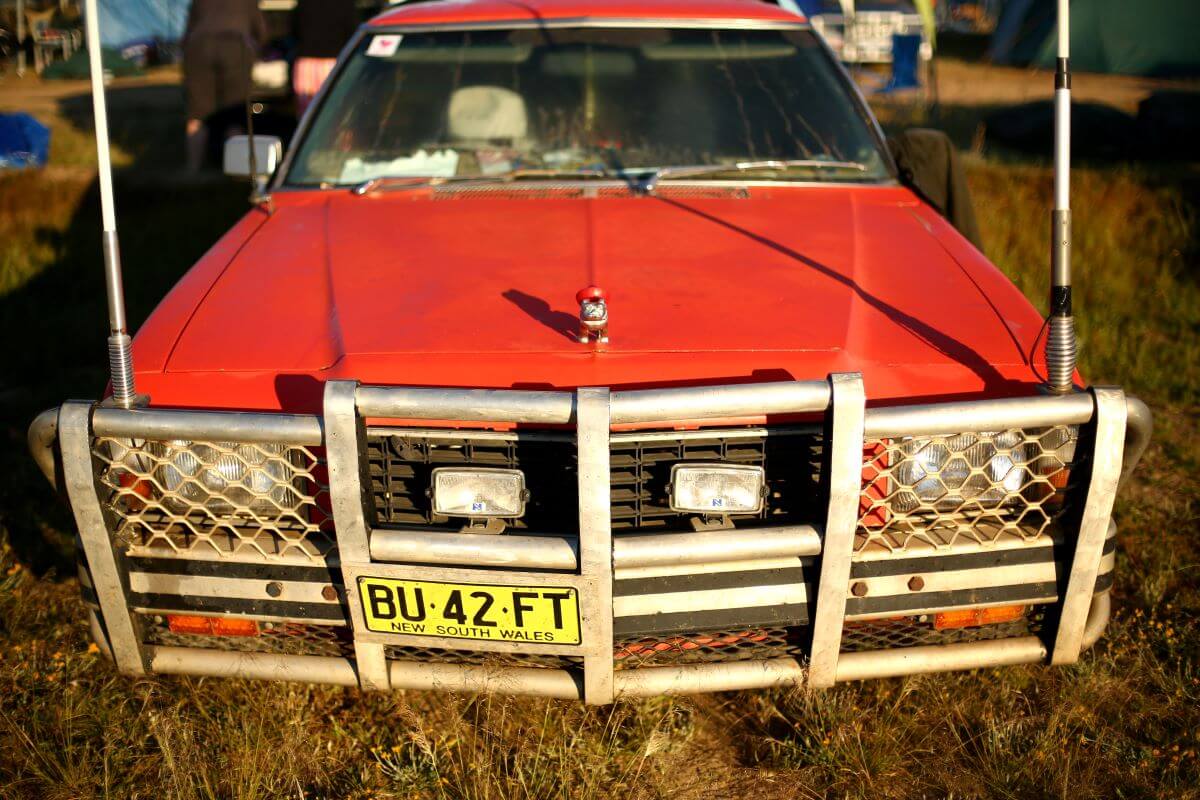 A front bull bar/bullbar on the front of a ute at the Denilquin Ute Muster in Australia
