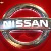 An illuminated Nissan corporate logo at the European Motor Show launched by Prince Philip of Belgium