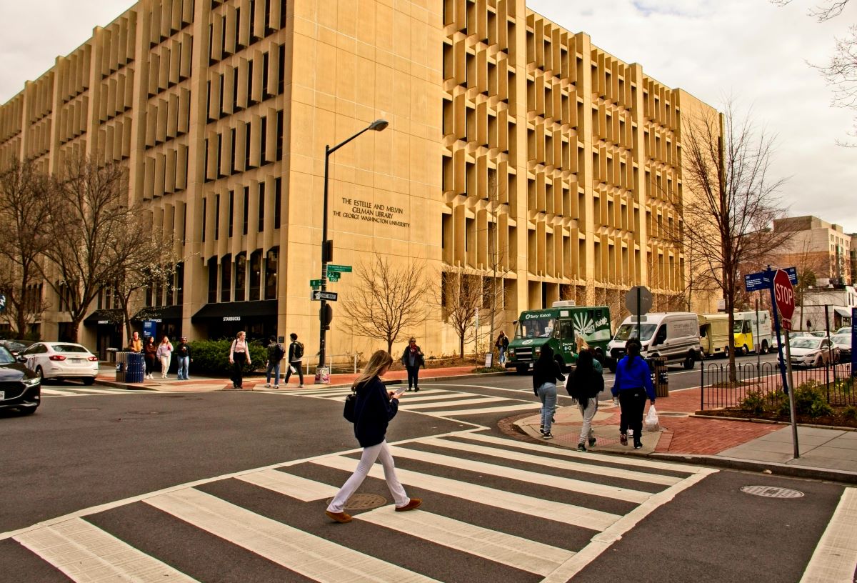Crosswalks on the George Washington University campus in Washington, D.C.