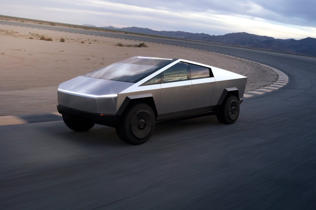 Tesla Cybertruck in desert setting