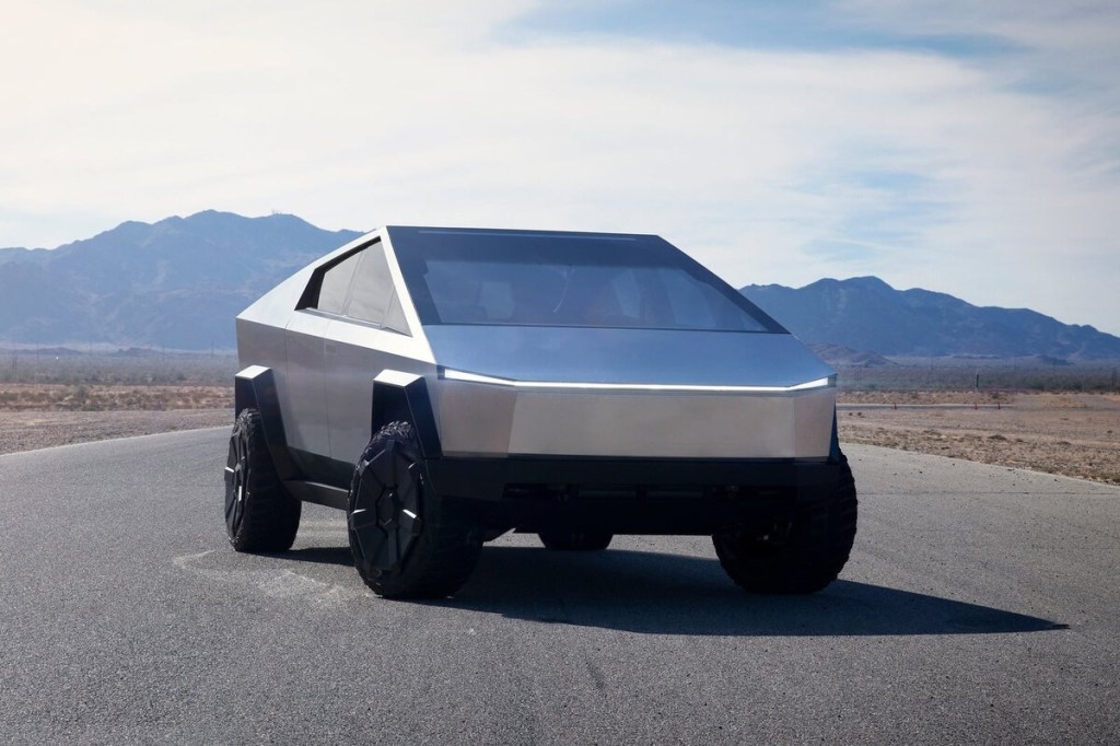 Tesla Cybertruck in desert setting