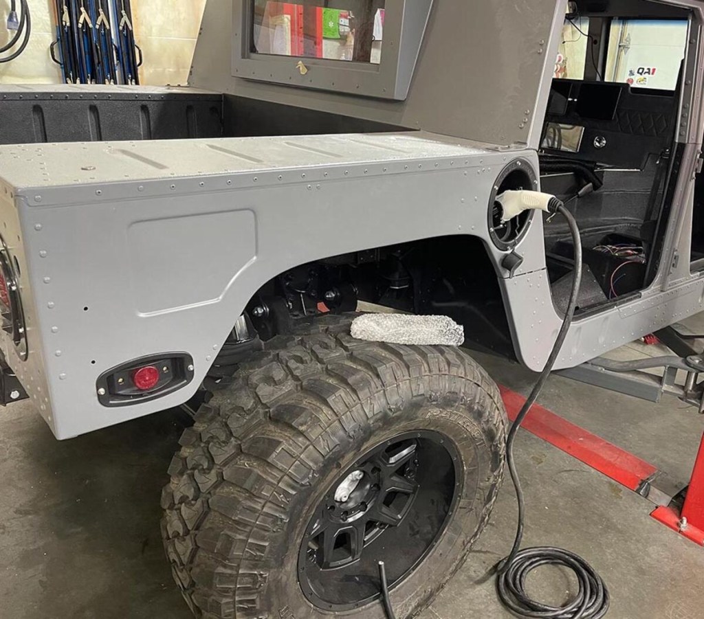 North American Electric Vehicle Humvee EV conversion being charged