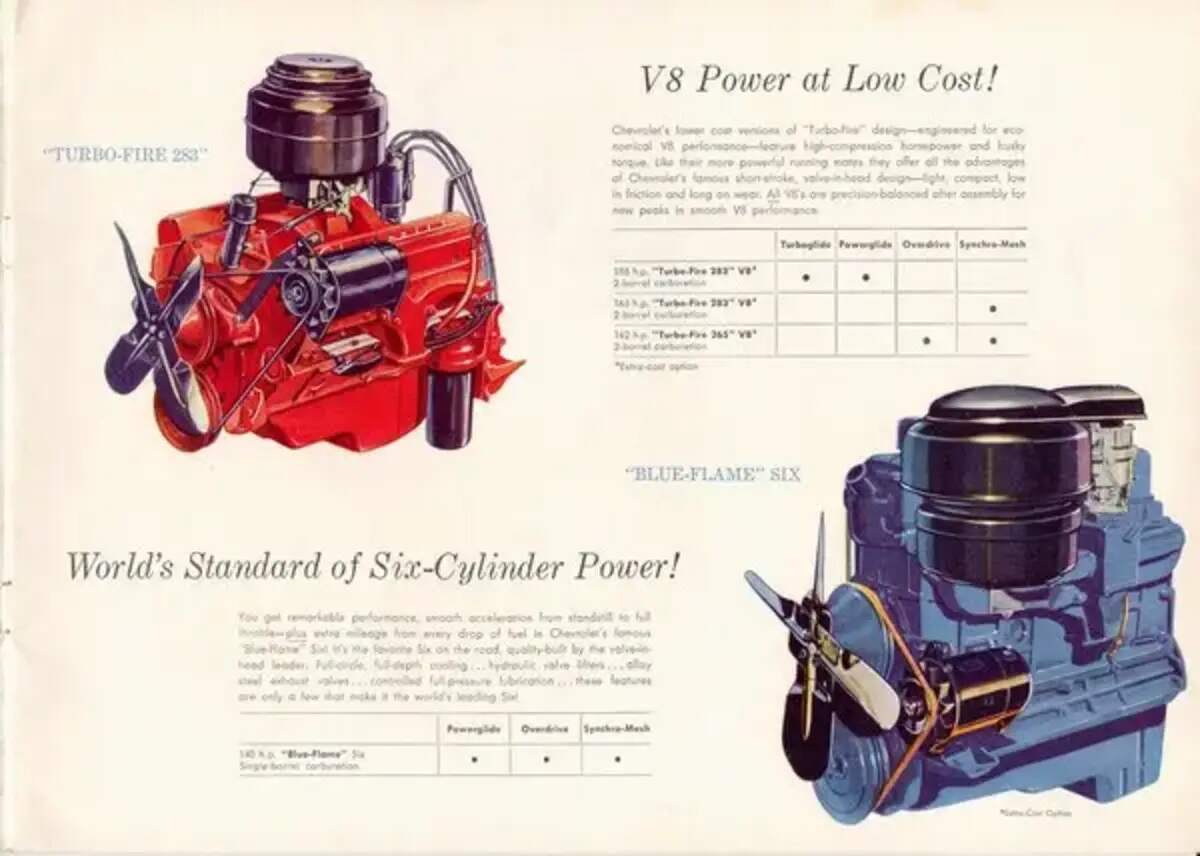 1955 Chevy trucks engine advertisement