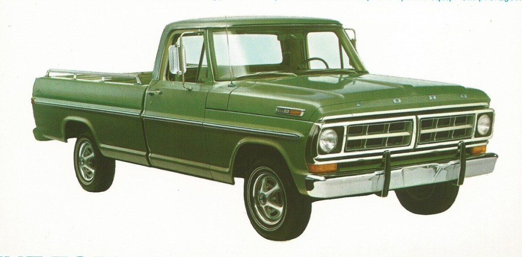 Green 1969 Ford F-150 illustration, the fifth generation of America's favorite truck.
