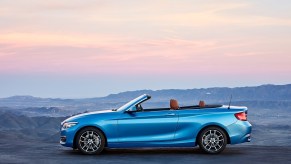 A 2018 BMW 2 Series Convertible shows off its side profile.