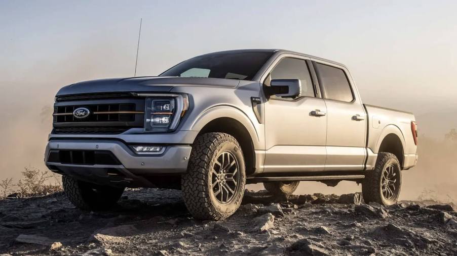 The 2023 Ford F-150 parked on rocky terrain